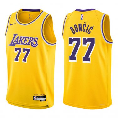 Lakers #77 Luka Doncic Gold Swingman Jersey