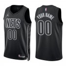 Nets #00 Custom Name And Number Black Statement Swingman Jersey Nets #00 Custom Name And Number Black Statement Swingman Jersey