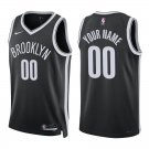 Nets #00 Custom Name And Number Black Swingman Jersey