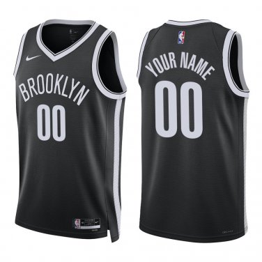 Nets #00 Custom Name And Number Black Swingman Jersey