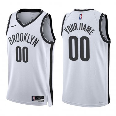 Nets #00 Custom Name And Number White Swingman Jersey
