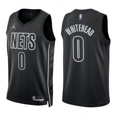 Nets #0 Dariq Whitehead Black Statement Swingman Jersey