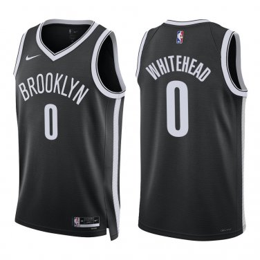 Nets #0 Dariq Whitehead Black Swingman Jersey