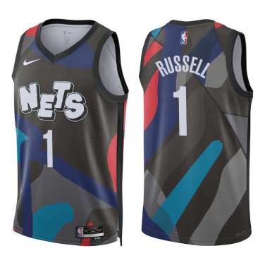 Nets #1 D'Angelo Russell Black City Swingman Jersey