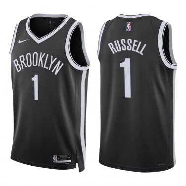 Nets #1 D'Angelo Russell Black Swingman Jersey