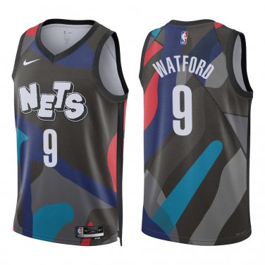 Nets #9 Trendon Watford Black City Swingman Jersey