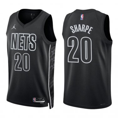 Nets #20 Day'Ron Sharpe Black Statement Swingman Jersey