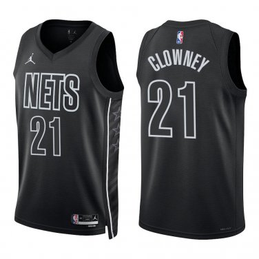 Nets #21 Noah Clowney Black Statement Swingman Jersey