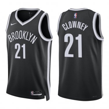 Nets #21 Noah Clowney Black Swingman Jersey