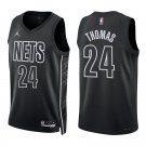 Nets #24 Cam Thomas Black Statement Swingman Jersey