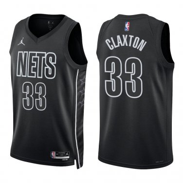 Nets #33 Nicolas Claxton Black Statement Swingman Jersey