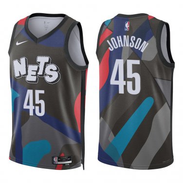 Nets #45 Keon Johnson Black City Swingman Jersey