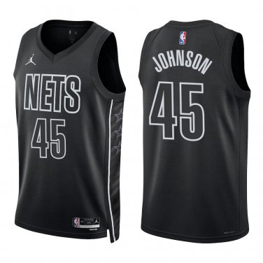 Nets #45 Keon Johnson Black Statement Swingman Jersey