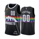 Nuggets #00 Custom Name And Number Black Rainbow Swingman Jersey