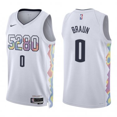Nuggets #0 Christian Braun White City Swingman Jersey