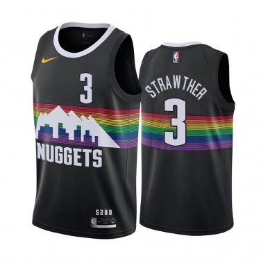 Nuggets #3 Julian Strawther Black Rainbow Swingman Jersey