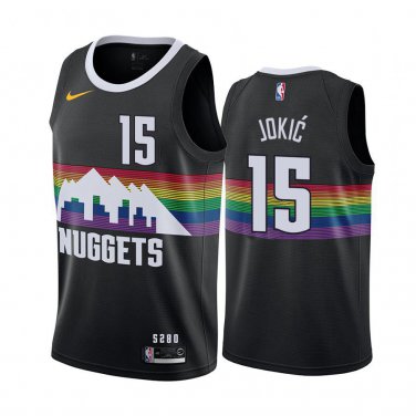 Nuggets #15 Nikola Jokic Black Rainbow Swingman Jersey