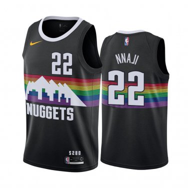Nuggets #22 Zeke Nnaji Black Rainbow Swingman Jersey