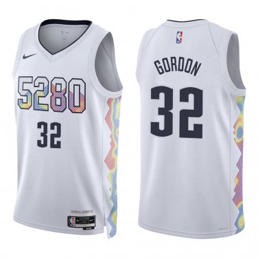 Nuggets #32 Aaron Gordon White City Swingman Jersey