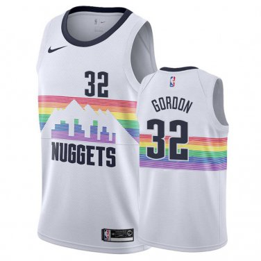 Nuggets #32 Aaron Gordon White Rainbow Swingman Jersey