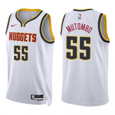 Nuggets #55 Dikembe Mutombo White Swingman Jersey