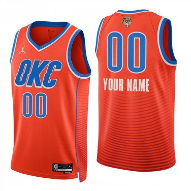 Oklahoma City Thunder #00 Custom Name And Number Orange Jersey-