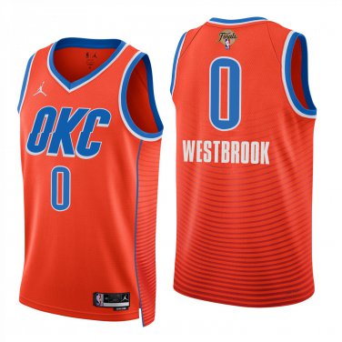 Oklahoma City Thunder #0 Russell Westbrook Orange Jersey-