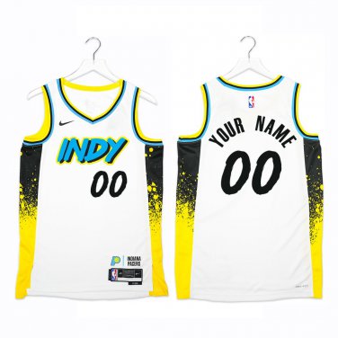 Pacers #00 Custom Name And Number White City Swingman Jersey
