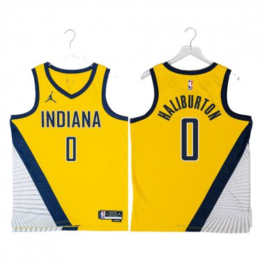 Pacers #0 Tyrese Haliburton Yellow Swingman Jersey