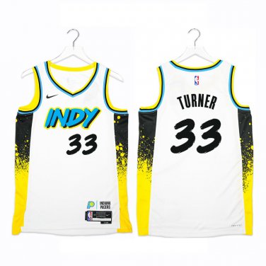 Pacers #33 Myles Turner White City Swingman Jersey