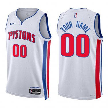 Pistons #00 Custom Name And Number White Swingman Jersey