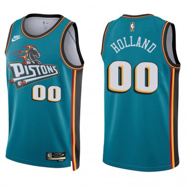 Pistons #00 Ron Holland Teal Swingman Jersey