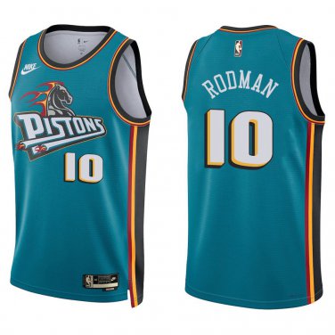 Pistons #10 Dennis Rodman Teal Swingman Jersey