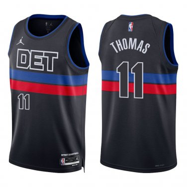 Pistons #11 Isiah Thomas Black Statement Swingman Jersey