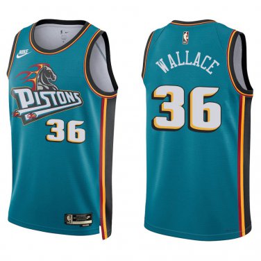 Pistons #36 Rasheed Wallace Teal Swingman Jersey