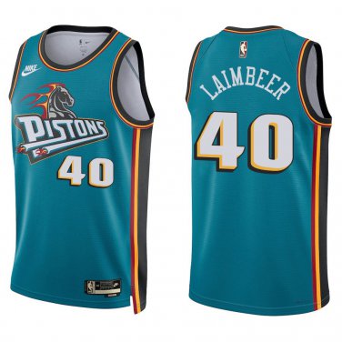 Pistons #40 Bill Laimbeer Teal Swingman Jersey