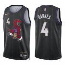 Raptors #4 Scottie Barnes Black City Swingman Jersey