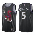 Raptors #5 Immanuel Quickley Black City Swingman Jersey