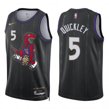 Raptors #5 Immanuel Quickley Black City Swingman Jersey