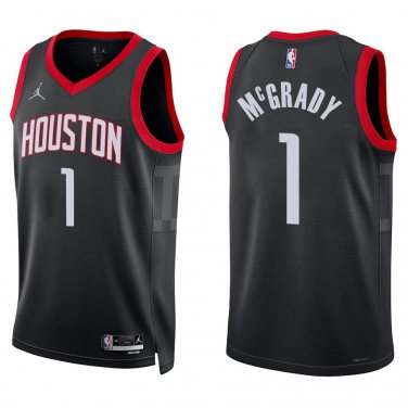 Rockets #1 Tracy McGrady Black Statement Swingman Jersey