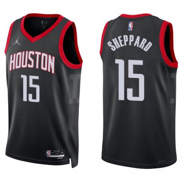 Rockets #15 Reed Sheppard Black Statement Swingman Jersey
