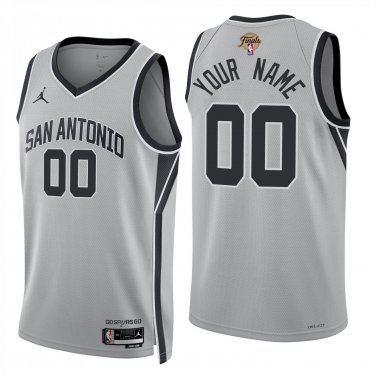 San Antonio Spurs #00 Custom Name And Number Gray Jersey-