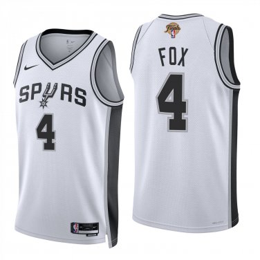San Antonio Spurs #4 De'Aaron Fox White Jersey-