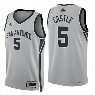 San Antonio Spurs #5 Stephon Castle Gray Jersey-