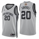 San Antonio Spurs #20 Manu Ginobili Gray Jersey-