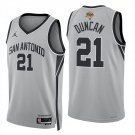San Antonio Spurs #21 Tim Duncan Gray Jersey-