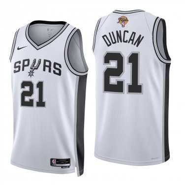 San Antonio Spurs #21 Tim Duncan White Jersey-