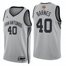 San Antonio Spurs #40 Harrison Barnes Gray Jersey-