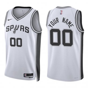 Spurs #00 Custom Name And Number White Swingman Jersey