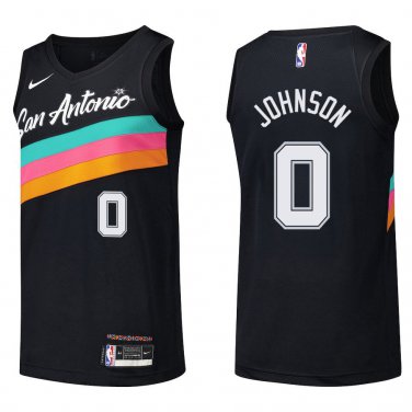 Spurs #0 Keldon Johnson Black Rainbow Swingman Jersey